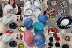 Эффект мрамора: как покрасить яйца с помощью взбитых сливок