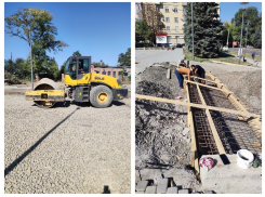 В Таганроге продолжаются работы по благоустройству Северной площади 