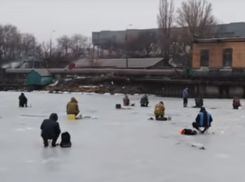 Окруженные водой на тонком льду таганрогские рыбаки охотились за мизинчиковой тараночкой 
