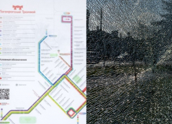 Вчера была еще целой: в Таганроге «красиво разбили стекло» на трамвайной остановке