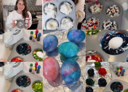 Эффект мрамора: как покрасить яйца с помощью взбитых сливок