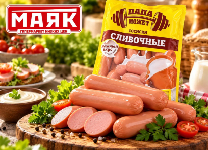 Товар дня: Сосиски «Сливочные», Папа может, вес - 329,90₽/кг