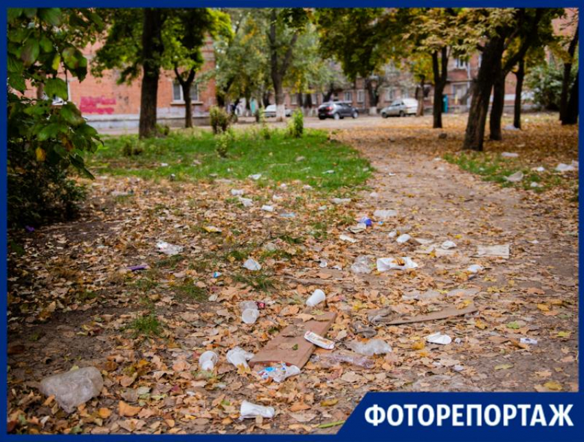 Сквер возле 34 школы в Таганроге превратился в городскую свалку