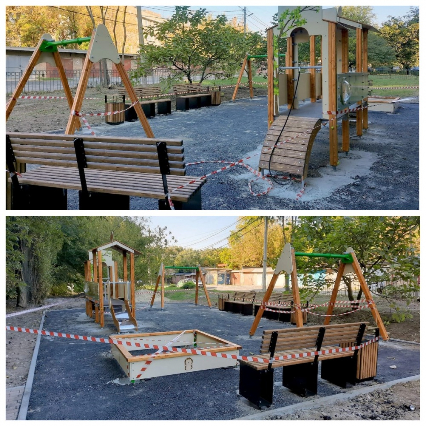 В Таганроге начались работы по восстановлению детских игровых площадок