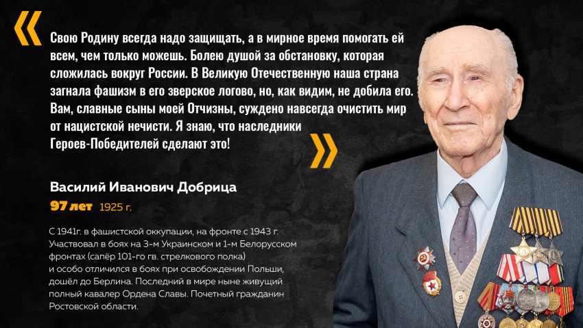 «Свою Родину всегда надо защищать», - ветеран ВОВ из Таганрога дал напутствие в День Героев